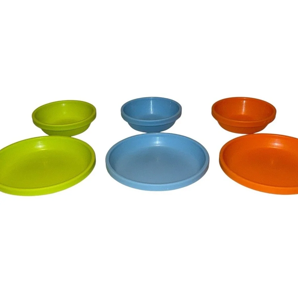 Ikea Kids Dinnerware Set of 6 Color Children Round Plastic Plates Bowls